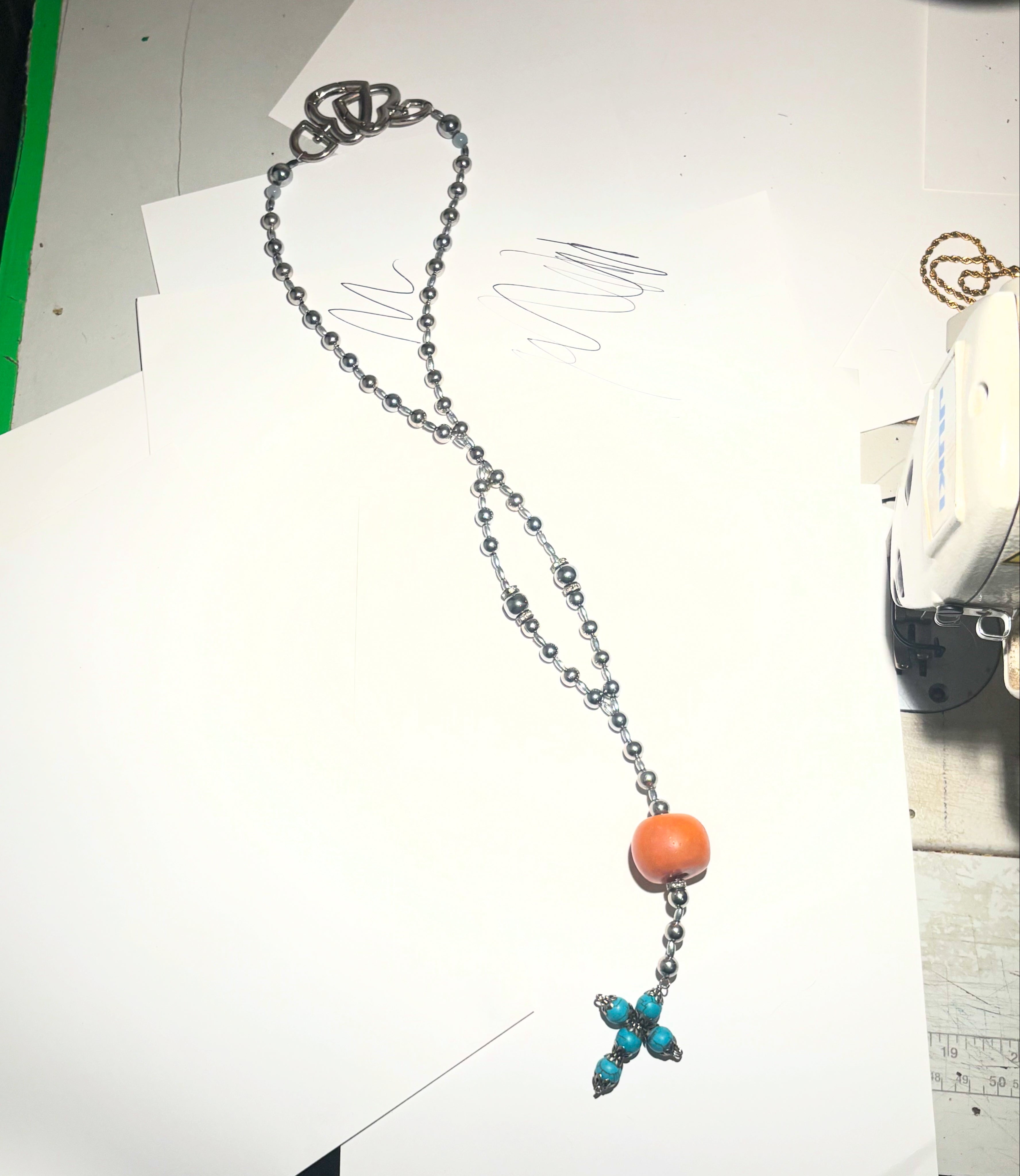 2/2 Teal Cross Necklace