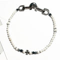 Metal & Pearl Cross Necklace