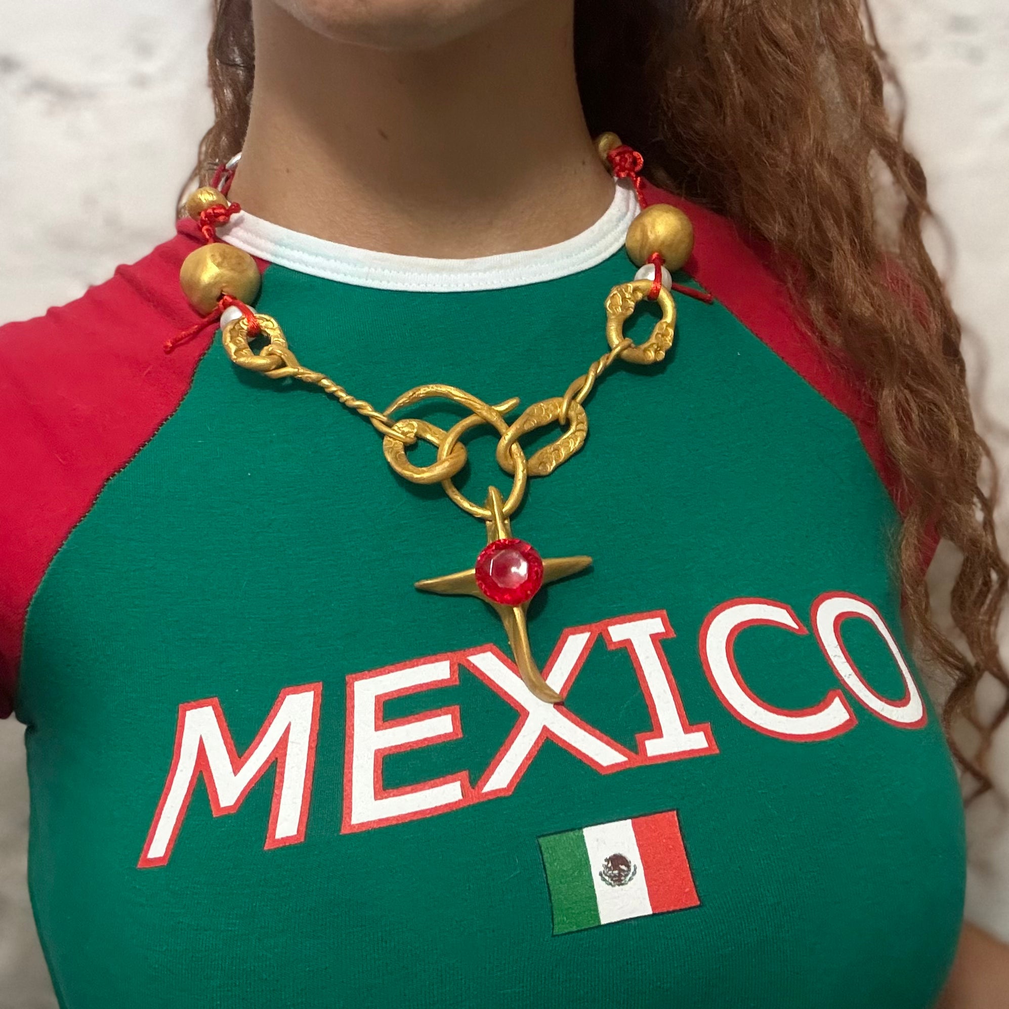 Red & Gold Handsculpted Necklace